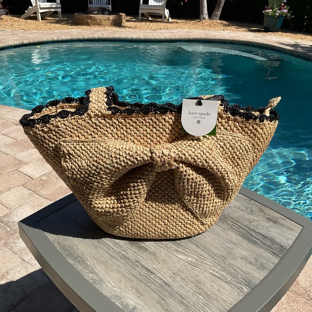 ♠️💞 kate spade new york x Target Raffia Bow Natural Tote Bag 🎀 - Picture 2 of 7
